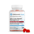 Organoleaf Allu-Lose Weight Management supplement bottle with gummies on a white background