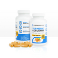 OrganoLeaf Turmeric Curcumin 975mg D3 500IU anti-inflammatory vegan capsules 120 count two white bottles