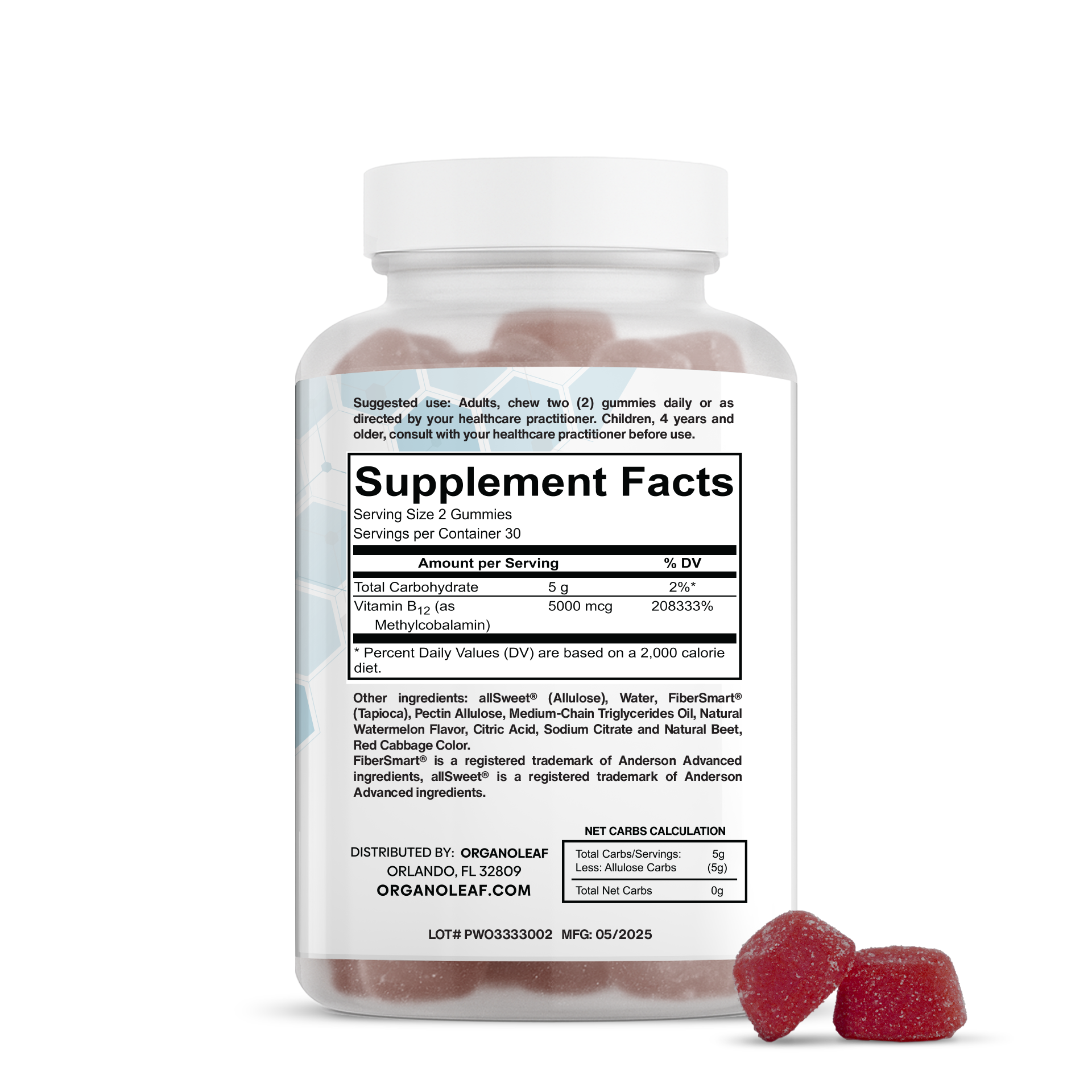 B12: Methylcobalamin Sugar-Free Gummies