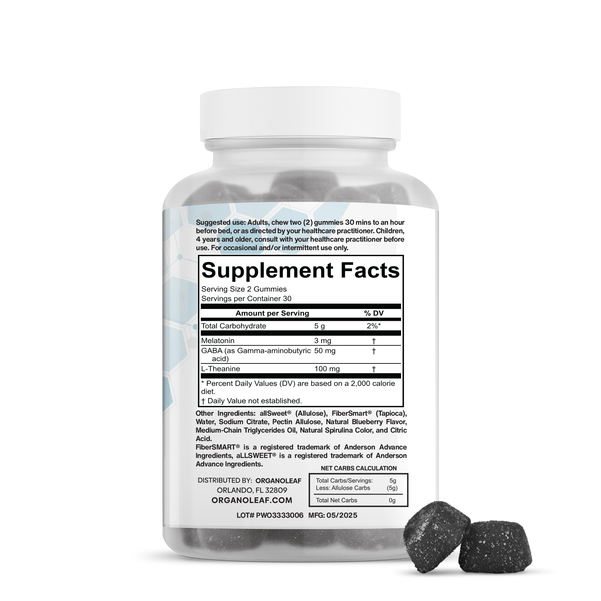 Sweet Dreams: Melatonin, GABA & L-Theanine Sugar-Free Gummies