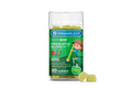 A bottle of OrganoLeaf Kids-Probiotic Blend Vitamin Gummies with a green label, featuring an image of a child and depicting the gummies inside the bottle.